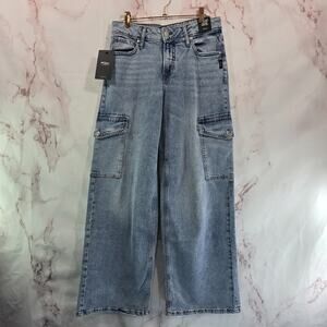 Silver Jeans Womens Denim 27 X 31 Wide Leg Suki Cargo Light Wash Curvy Fit High